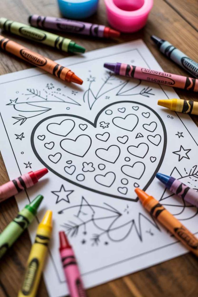 heart pictures to color easy