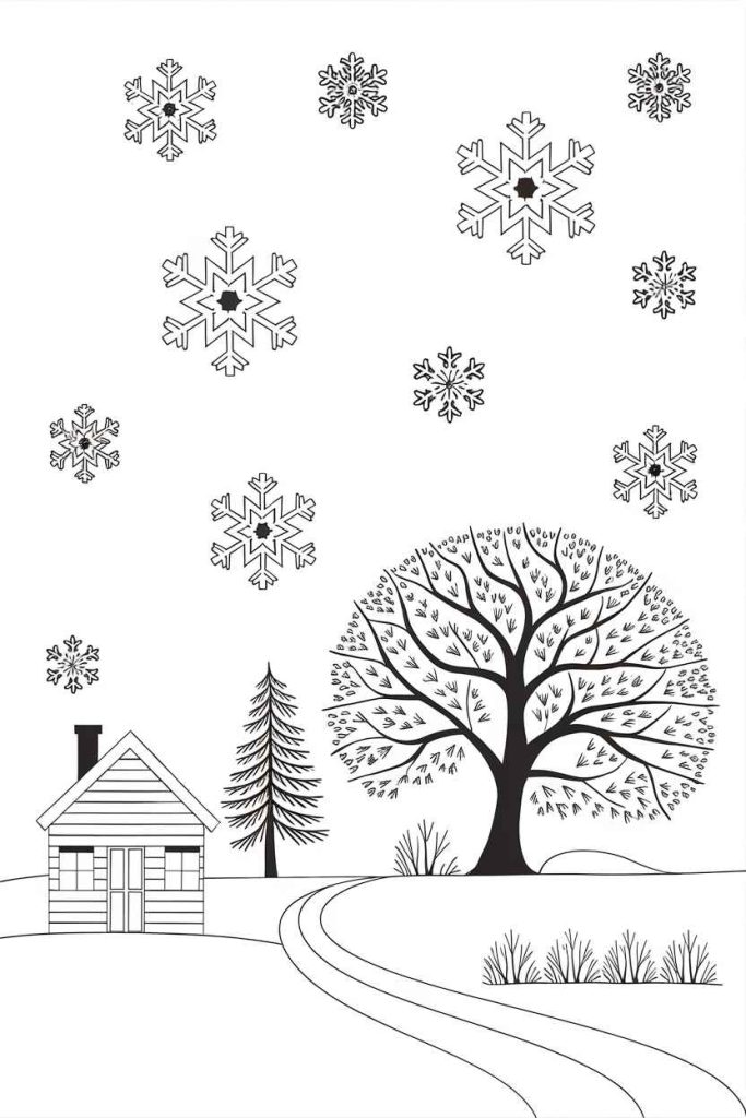 winter coloring pages for kids printable