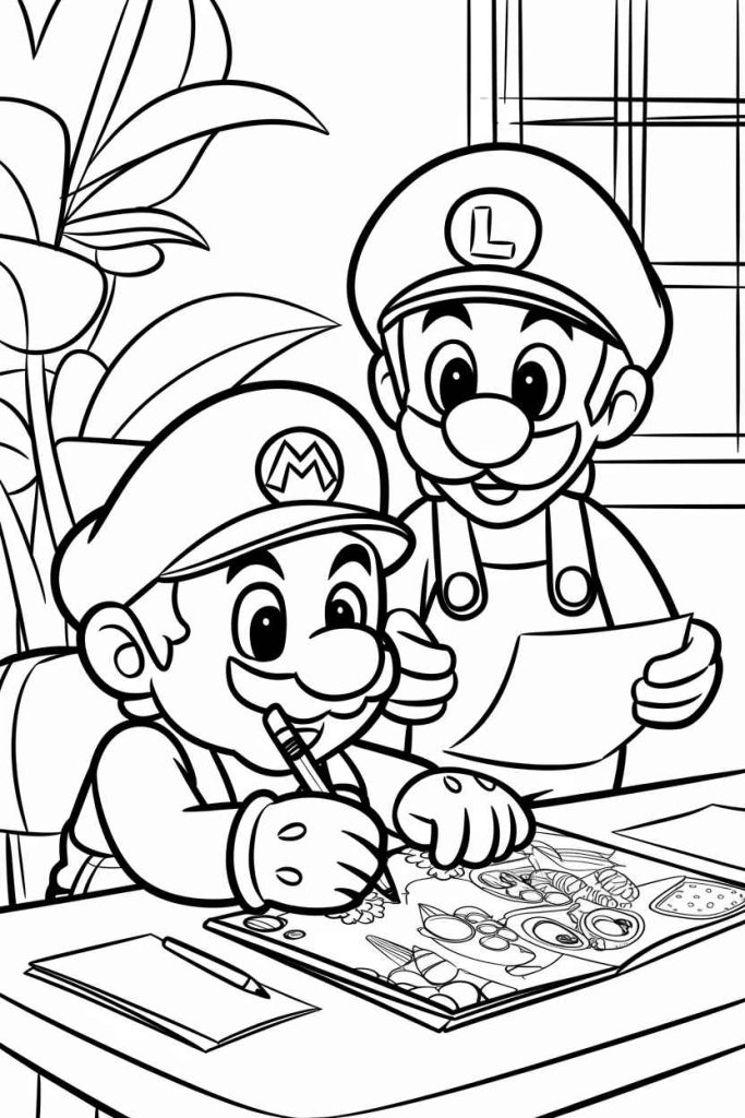 mario and luigi pictures to color for adults