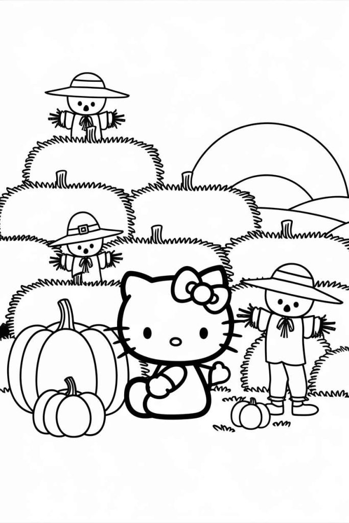 hello kitty fall coloring pages to print
