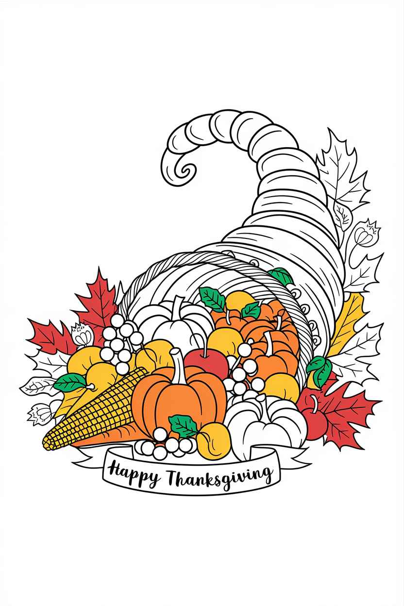 cornucopia coloring pages free printable