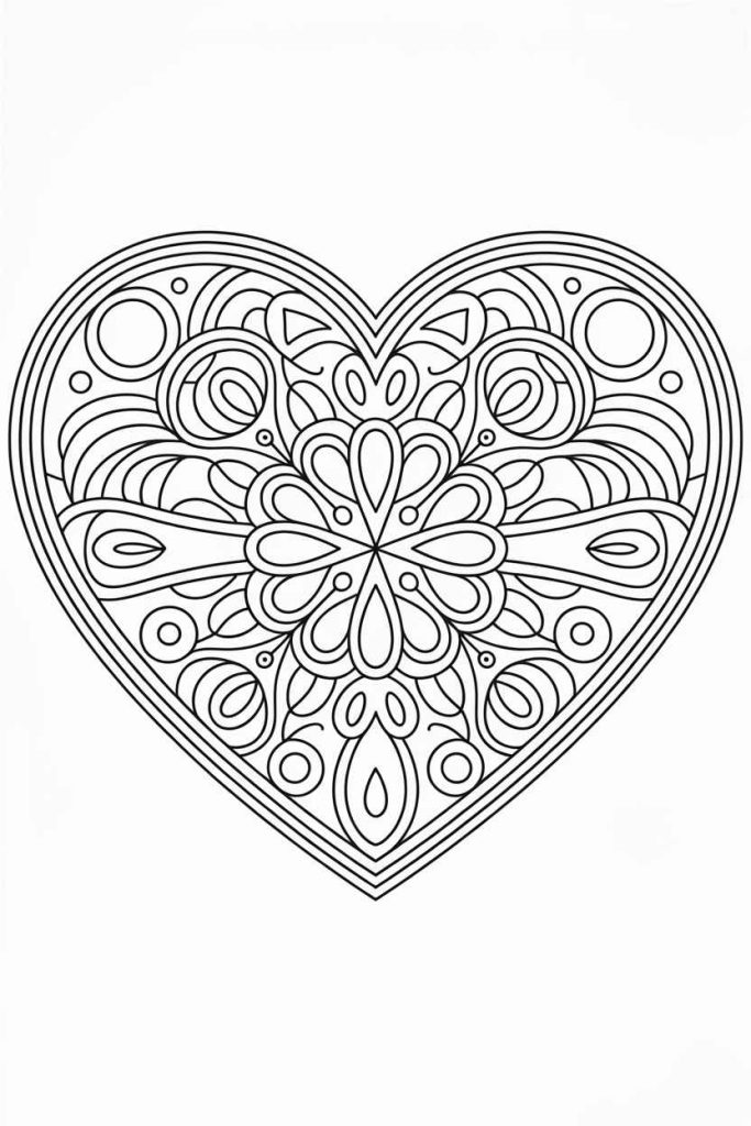 heart pictures to color easy