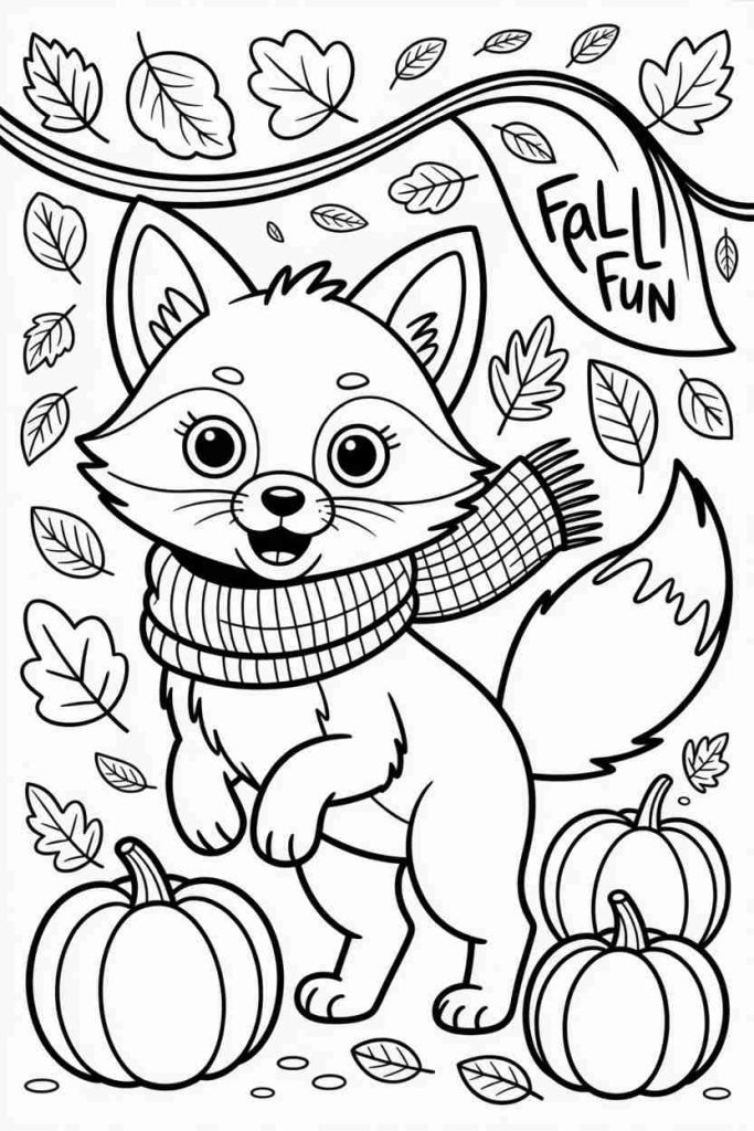 Simple Autumn Fox Coloring Sheet for Kids