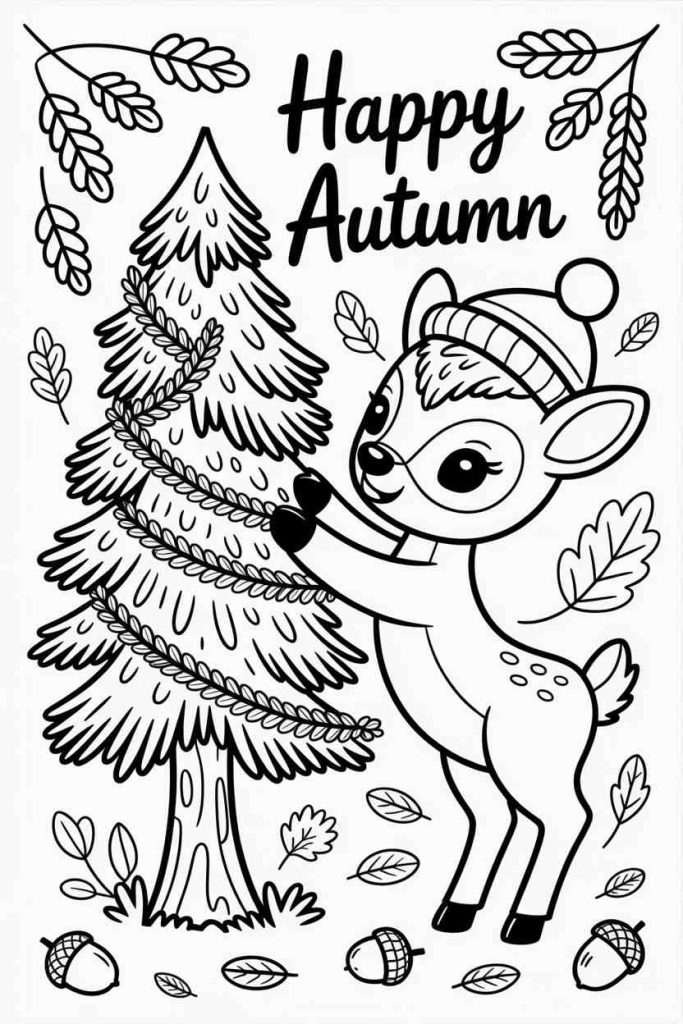 autumn coloring pages for kids-free
