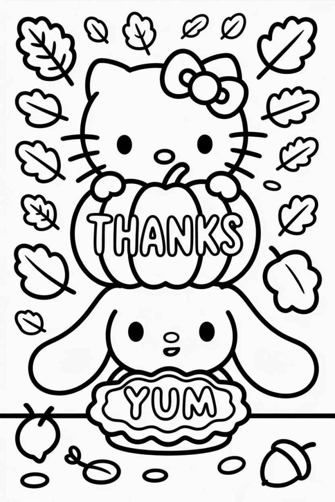 hello kitty fall coloring pages free printable