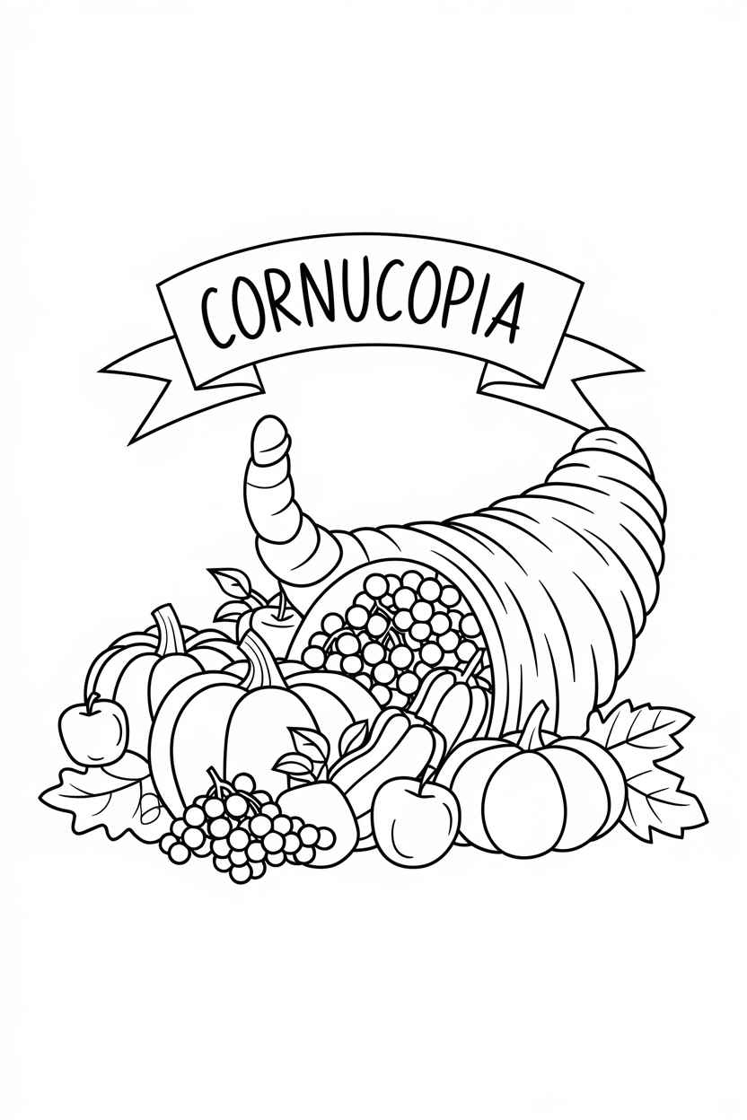 thanksgiving coloring pages cornucopia