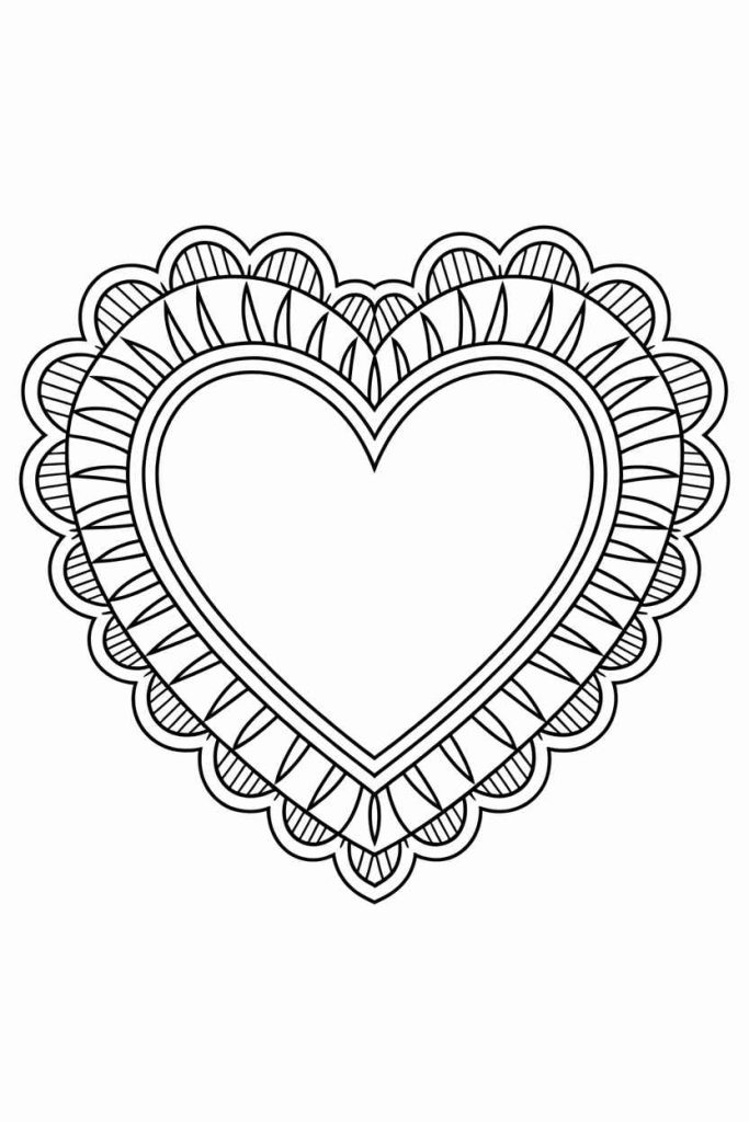 heart pictures to color easy
