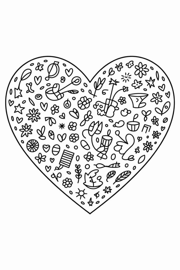heart pictures to color easy