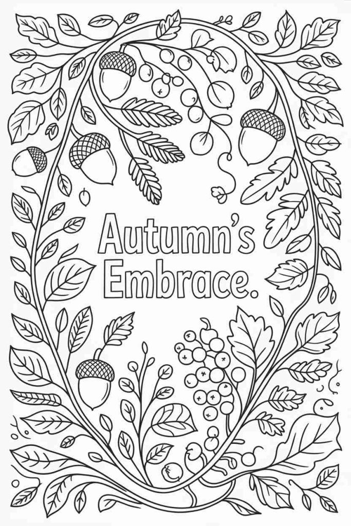 Ornate Autumn Forest Coloring Page