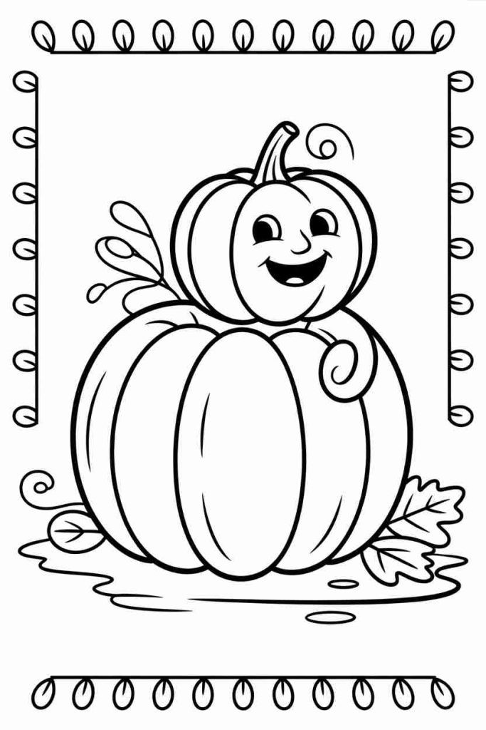 Fall Pumpkins Coloring Page: Big and Small