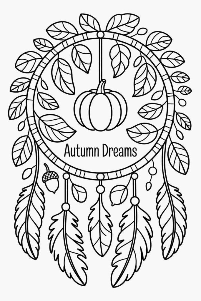Autumn Dreamcatcher Coloring Sheet