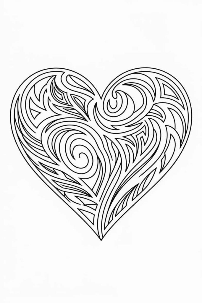 heart pictures to color easy