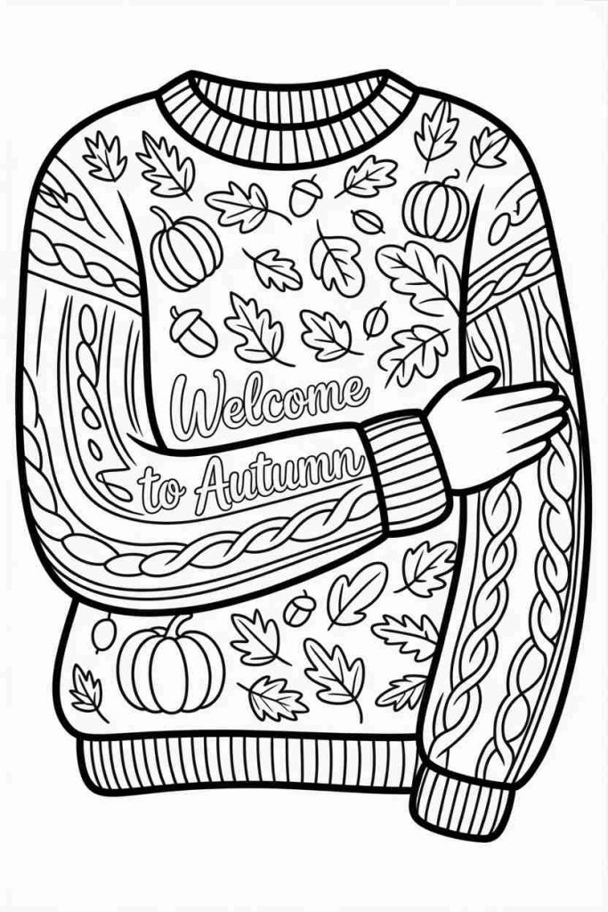 Autumn Sweater Printable Coloring Pages