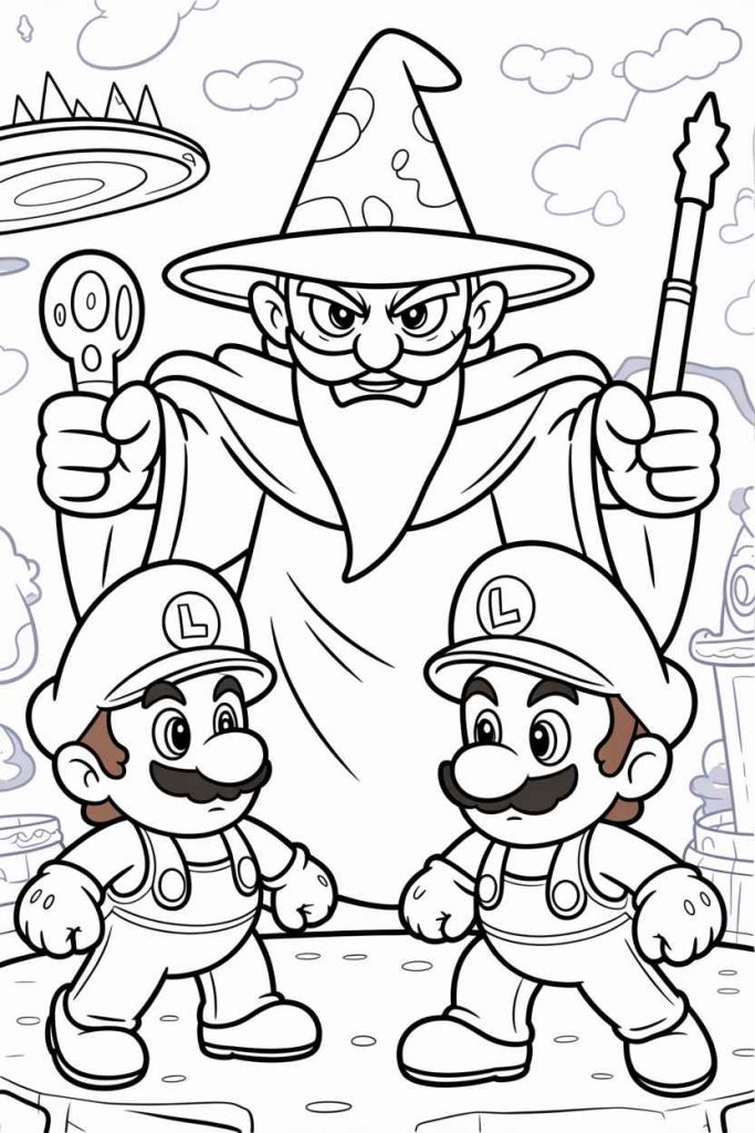 mario and luigi pictures to color for adults