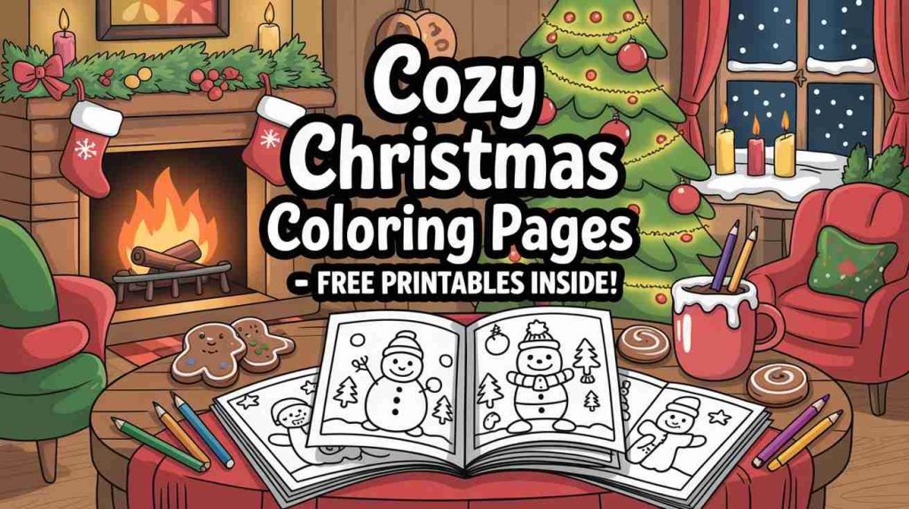 cozy christmas coloring pages