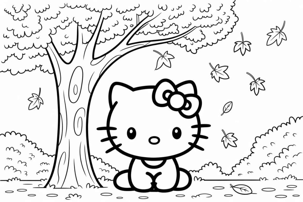hello kitty fall coloring pages