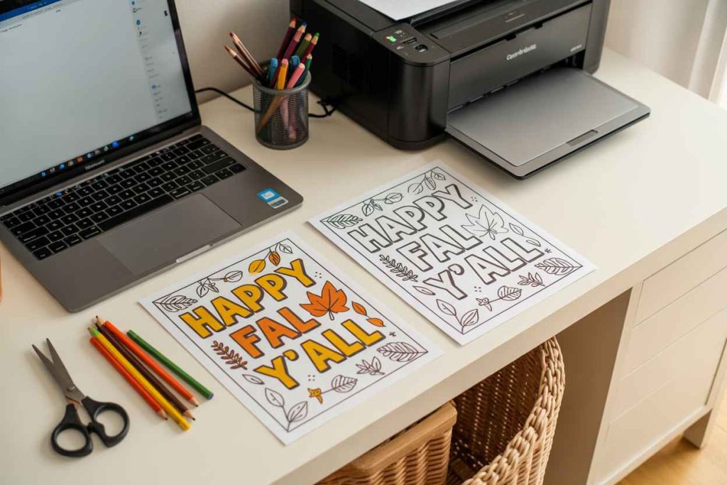happy fall yall printable coloring pages