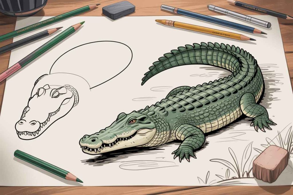 How to Draw a Saltwater Crocodile|how to draw crocodile skin