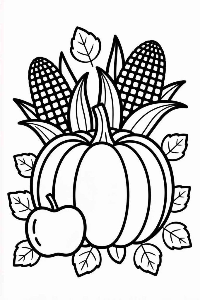 fall themed coloring pages simple