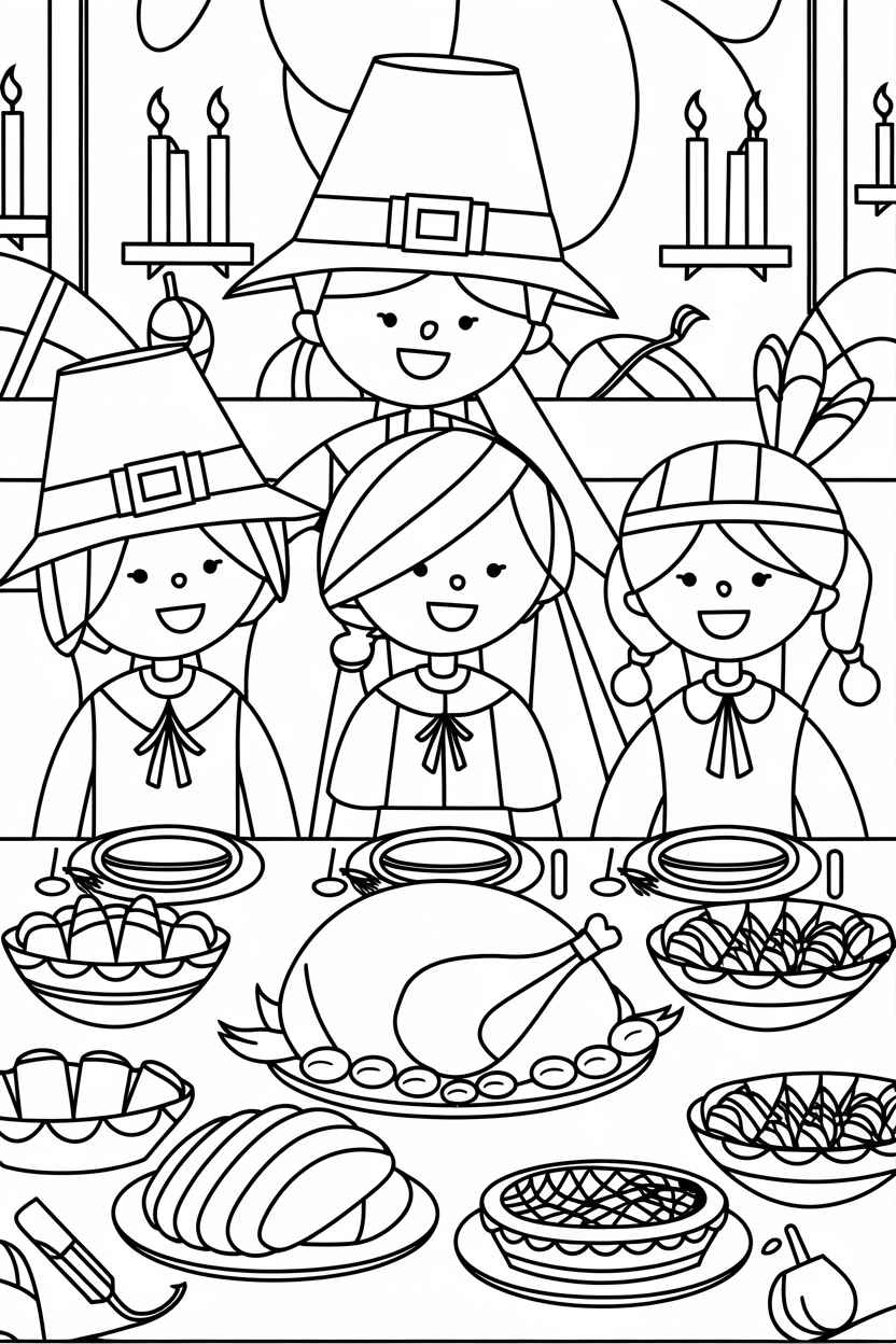 indian and pilgrim coloring pages