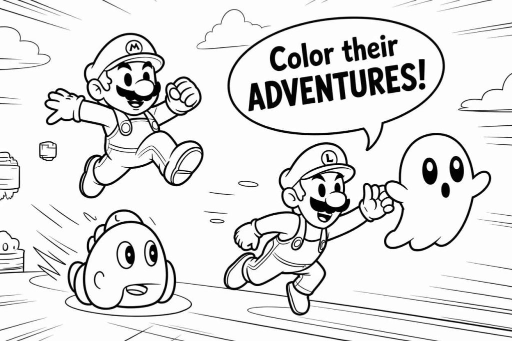 mario and luigi pictures to color for kids