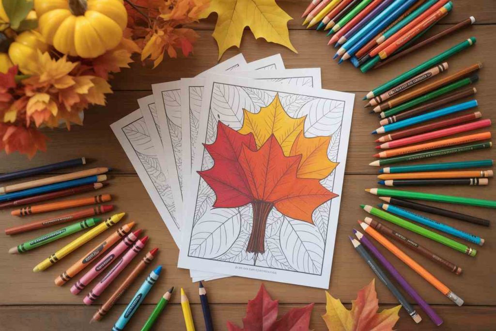 fall leaves coloring pages printable