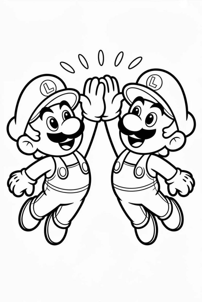 mario and luigi color page