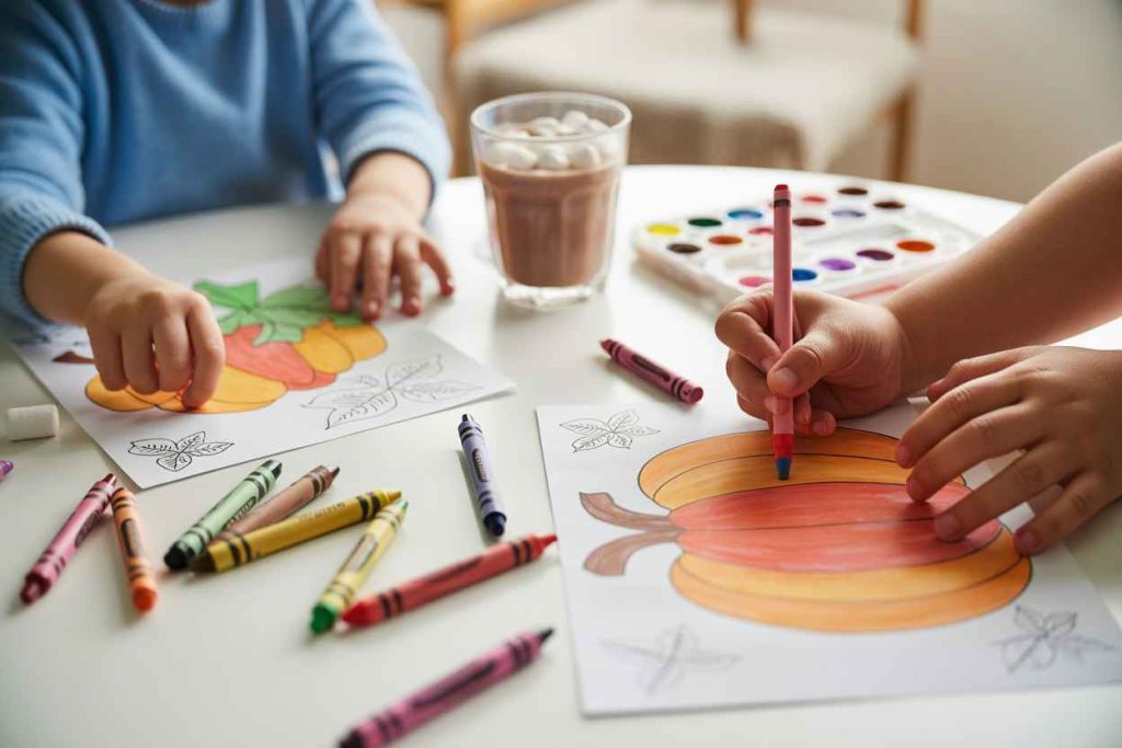 simple fall coloring pages for kids