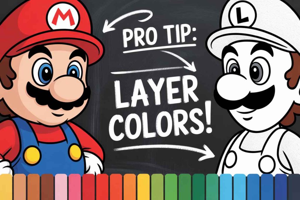 mario and luigi pictures to color and print