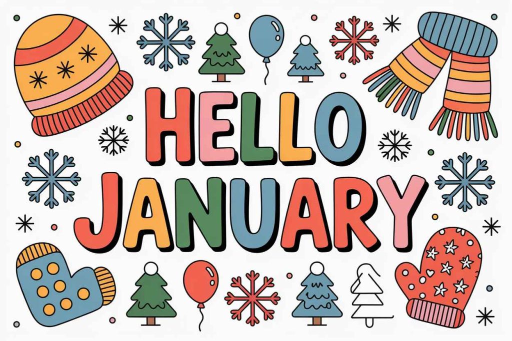 hello january coloring pages