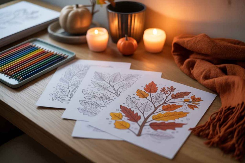 simple fall coloring pages free printable
