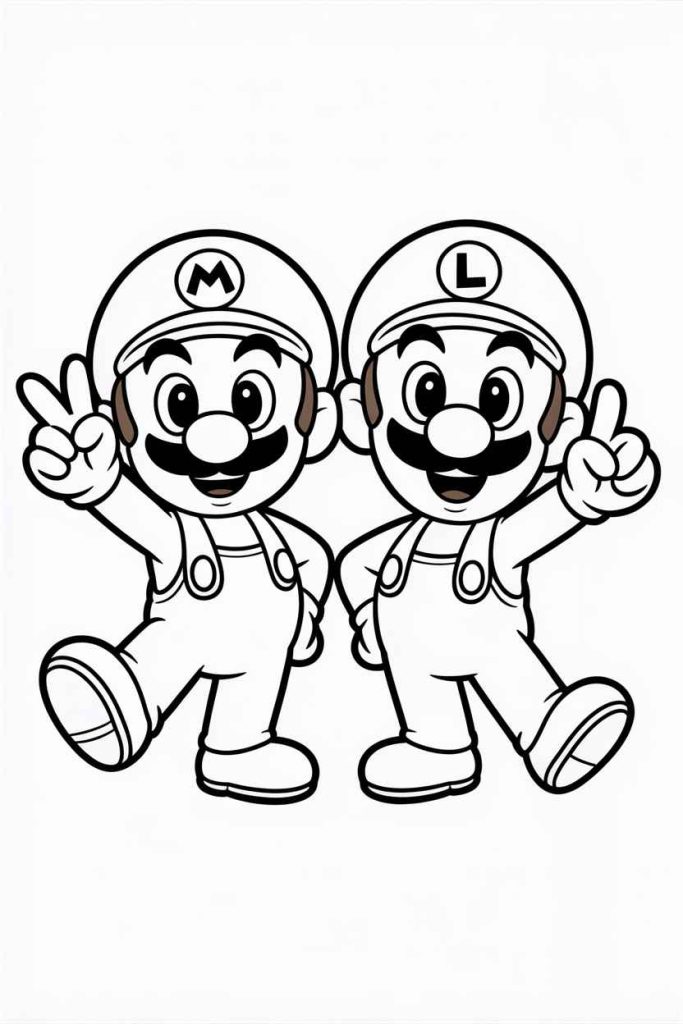 mario and luigi color page