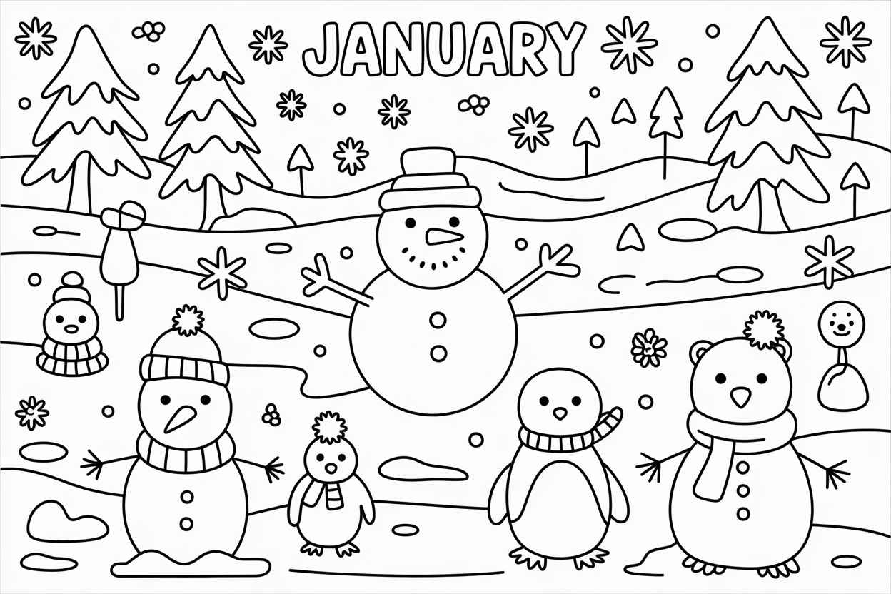 january coloring pages free