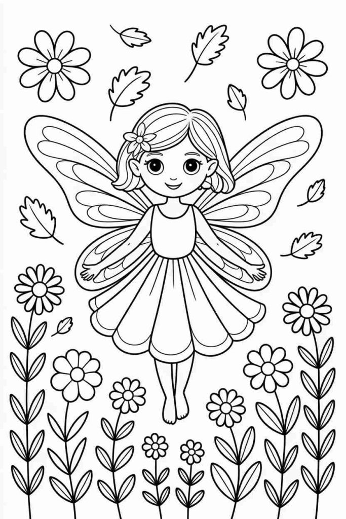 free fall flower coloring pages