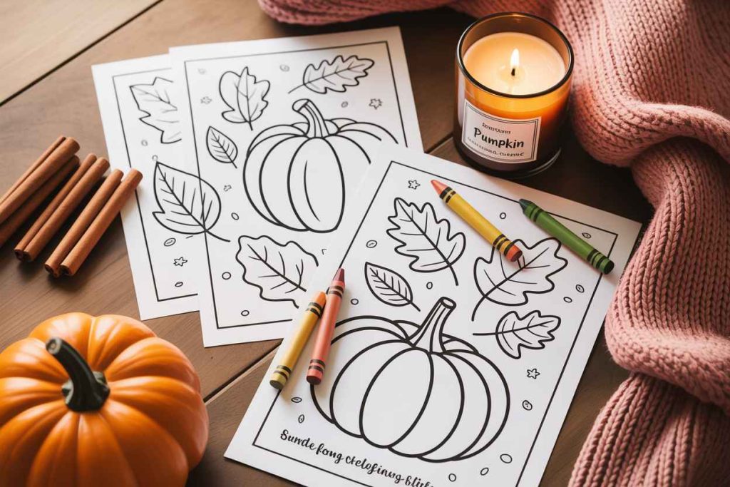 simple fall coloring pages for kids