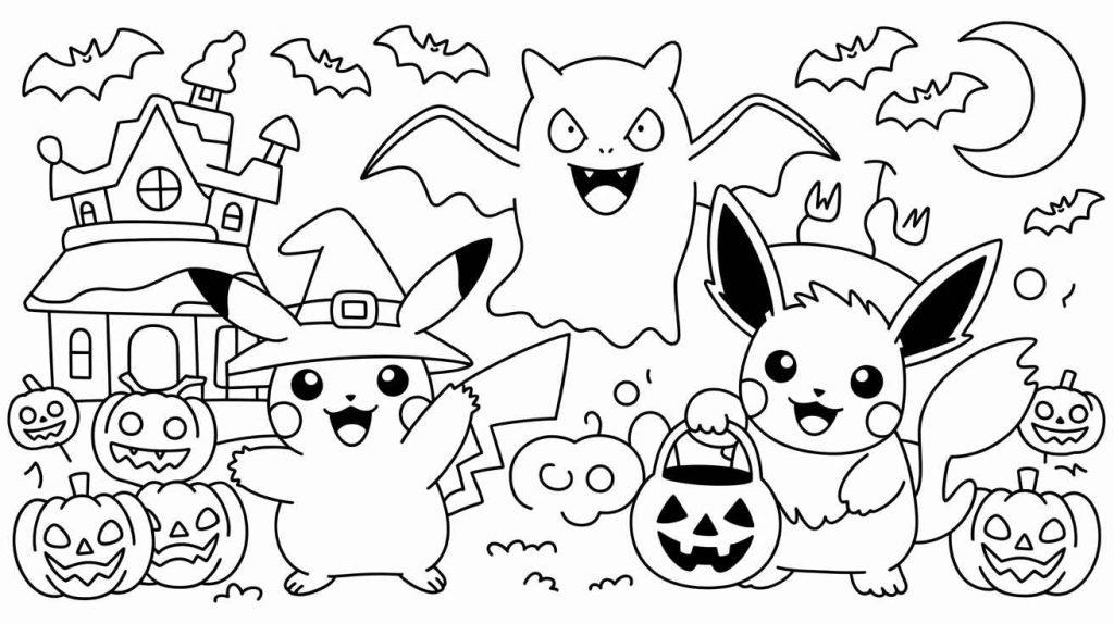 halloween pokemon coloring pages