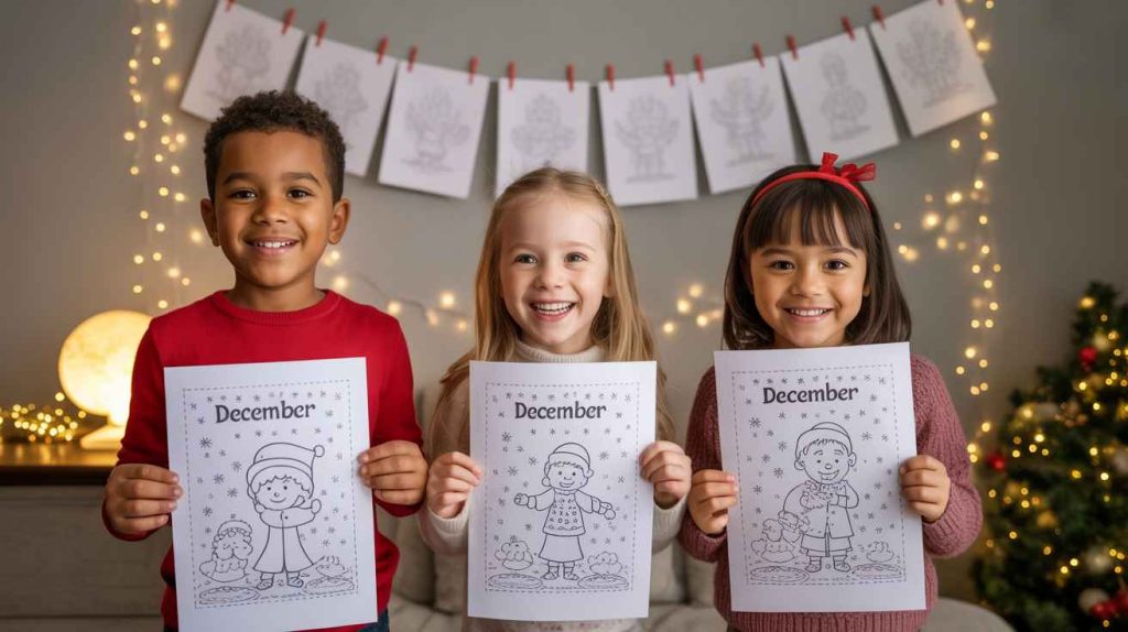 december coloring pages for kids easy