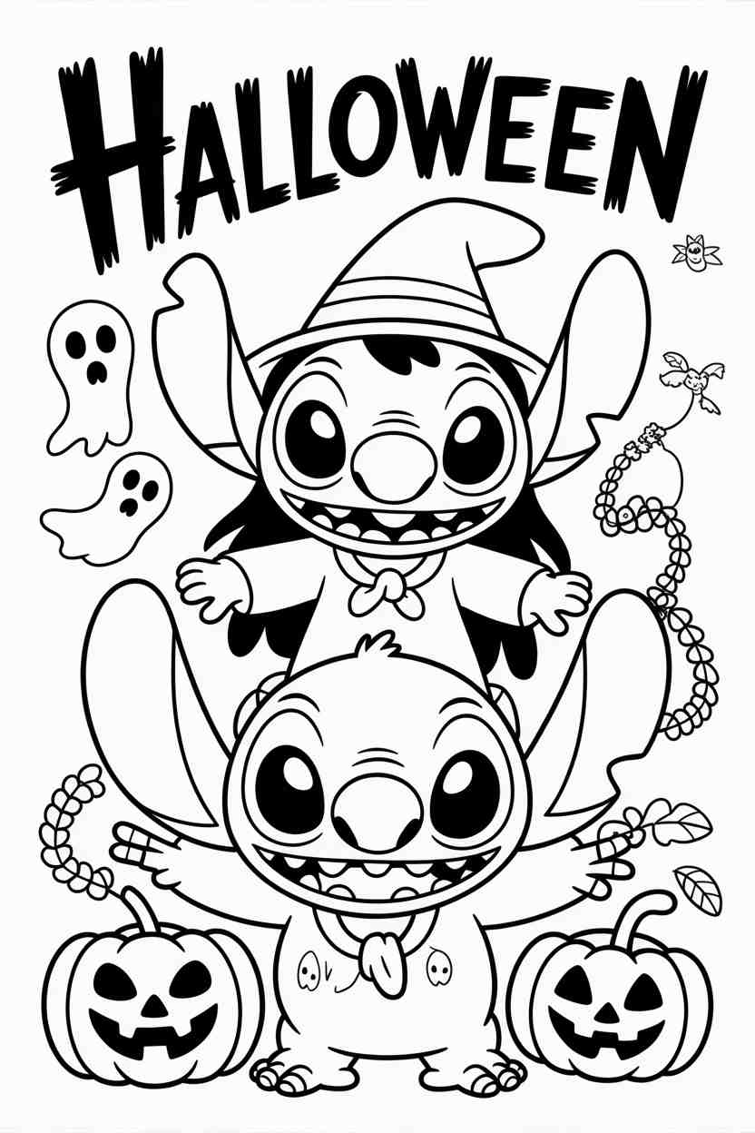 Stitch Halloween Coloring Pages 2025 🎃 Free Printables PDFs 🦇