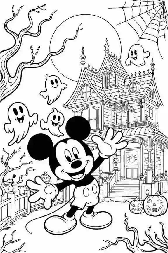 mickey halloween coloring pages free