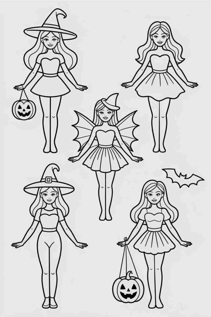 barbie halloween coloring pages to print
