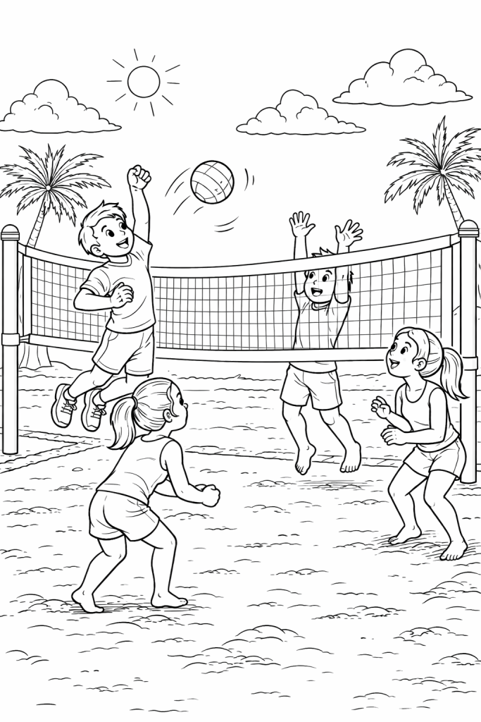 Volleyball Court Colouring Pages