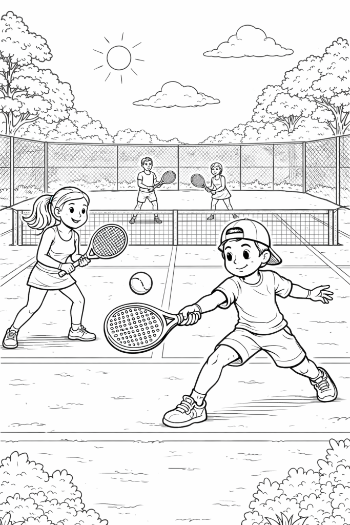 Tennis Court Colouring Pages